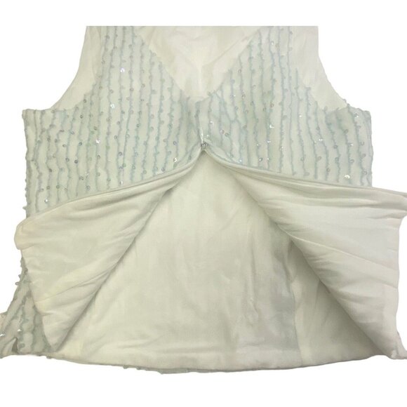 ALEXIA ADMOR Women Sleeveless Sequin Cropped Top Sz 8 White Feminine 94-19 - Picture 4 of 10